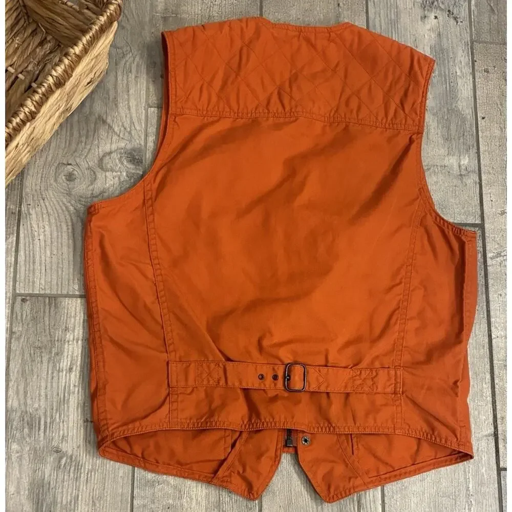 Vintage 80s Banana Republic Woodsmen & Anglers Society Hunting Vest Orange Small